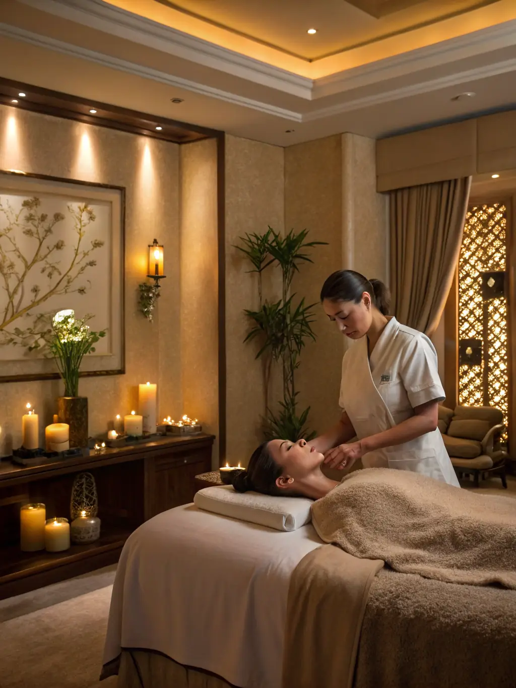 A relaxing spa setting in Cyprus, with a focus on wellness and rejuvenation, highlighting the additional wellness services available as part of GetVisaNow's medical packages.
