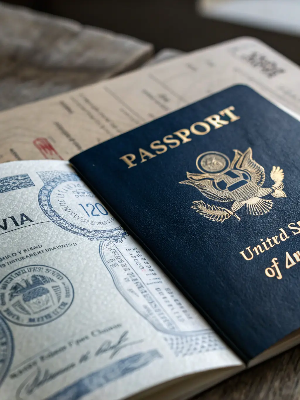 A close-up photo of a passport with a Cyprus visa stamp, emphasizing the official documentation required for travel.