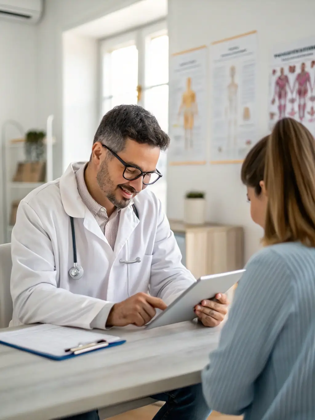 A luxurious cosmetic surgery clinic in Cyprus, featuring a consultation between a doctor and a patient, highlighting the personalized cosmetic procedures offered by GetVisaNow.